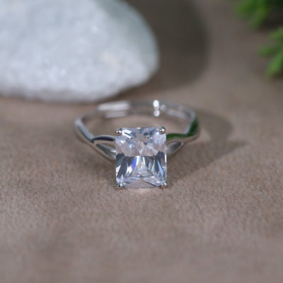 Sarah Emerald Sterling Silver Adjustable Ring