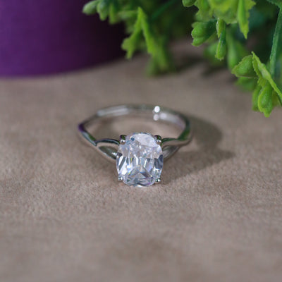Sarah Oval Sterling Silver Adjustable Ring
