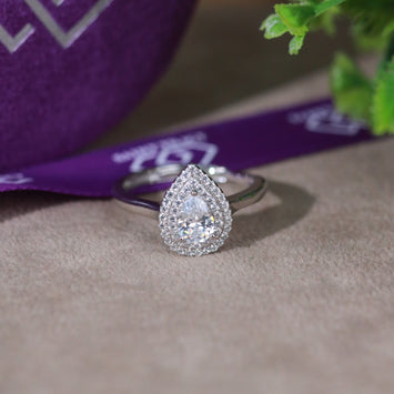 Zinnia Pear Sterling Silver Adjustable Ring