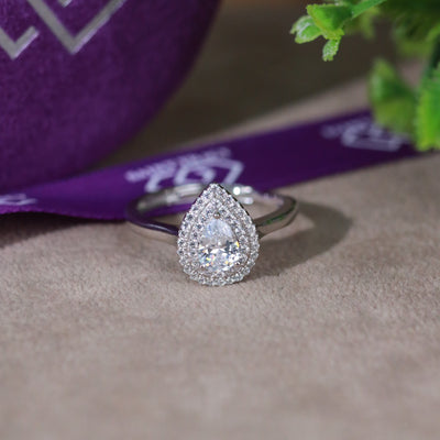 Zinnia Pear Sterling Silver Adjustable Ring