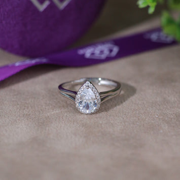 Katrina Pear Sterling Silver Adjustable Ring
