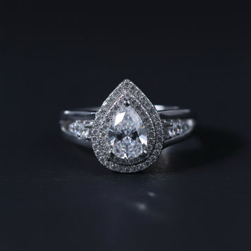 Etoro Pear Sterling Silver Adjustable Ring