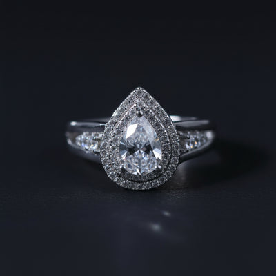 Etoro Pear Sterling Silver Adjustable Ring