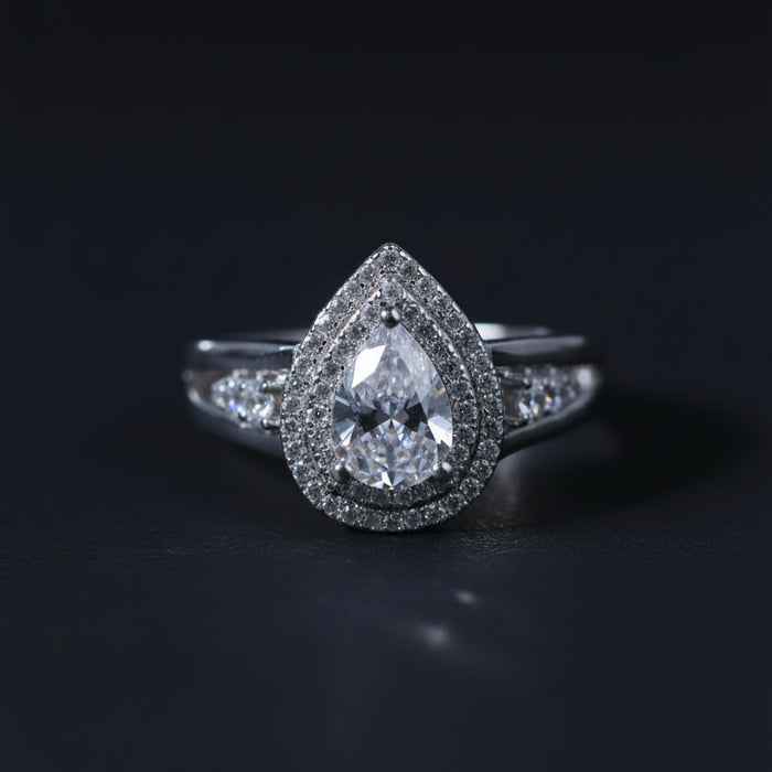Etoro Pear Sterling Silver Adjustable Ring