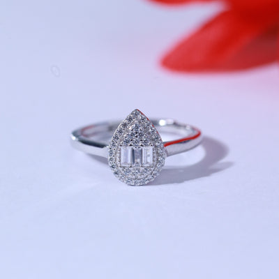 Brenda Pear Sterling Silver Adjustable Ring