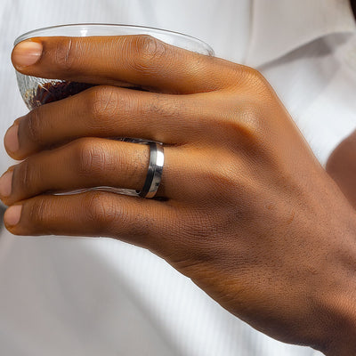 Royal Black 18Karat White Gold Wedding Band/ Ghana