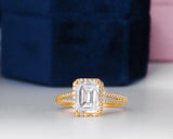 Katrina Emerald 10Karat Yellow Gold Moissanite Engagement Ring