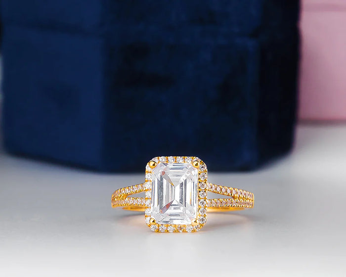 Katrina Emerald 10Karat Yellow Gold Moissanite Engagement Ring