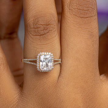 Katrina Emerald 10Karat Yellow Gold Moissanite Engagement Ring