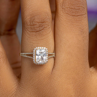 Katrina Emerald 10Karat Yellow Gold Moissanite Engagement Ring