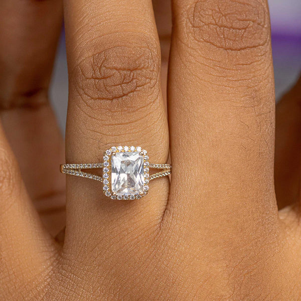 Katrina Emerald 10Karat Yellow Gold Moissanite Engagement Ring