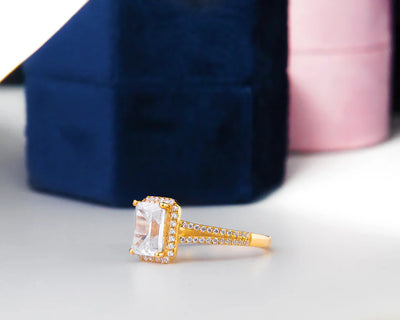 Katrina Emerald 10Karat Yellow Gold Moissanite Engagement Ring
