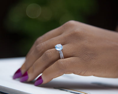 Julia 18Karat White Gold with Topaz Gemstone Engagement Ring