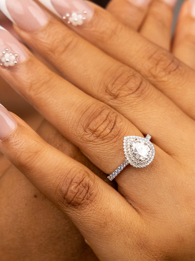 Lisa Pear Moissanite Sterling Silver Engagement Ring