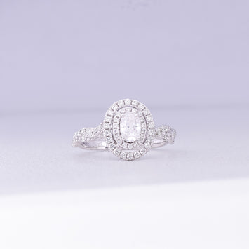 Mara Oval 18Karat White Gold Moissanite/ Diamond Engagement Ring