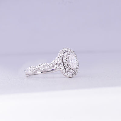 Mara Oval 18Karat White Gold Moissanite/ Diamond Engagement Ring