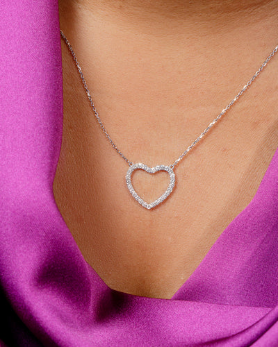 Maya Heart 18Karat White Gold Diamond Necklace