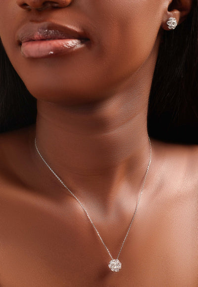 Samira Moissanite Sterling Silver Necklace and Earring Set