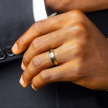 Royal Black 18Karat Yellow Gold Wedding Band/ Ghana
