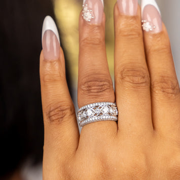 Sana Moissanite Sterling Silver Wedding Band