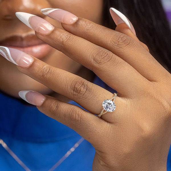 Sarah Oval 10Karat Yellow Gold Moissanite Engagement Ring