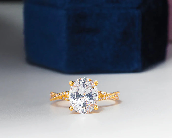 Sarah Oval 10Karat Yellow Gold Moissanite Engagement Ring