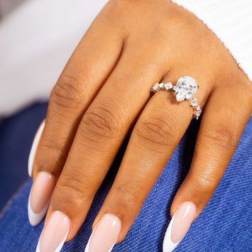 Silver Moissanite Engagement Ring