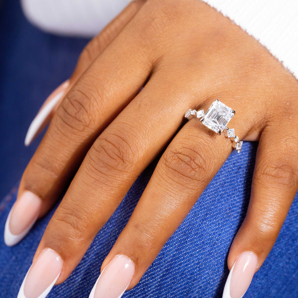 Silver Moissanite Engagement Ring