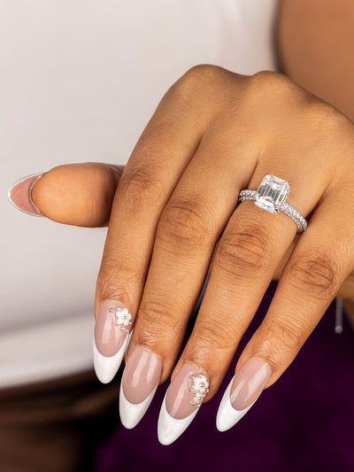 Tami Emerald Moissanite Sterling Silver Engagement Ring