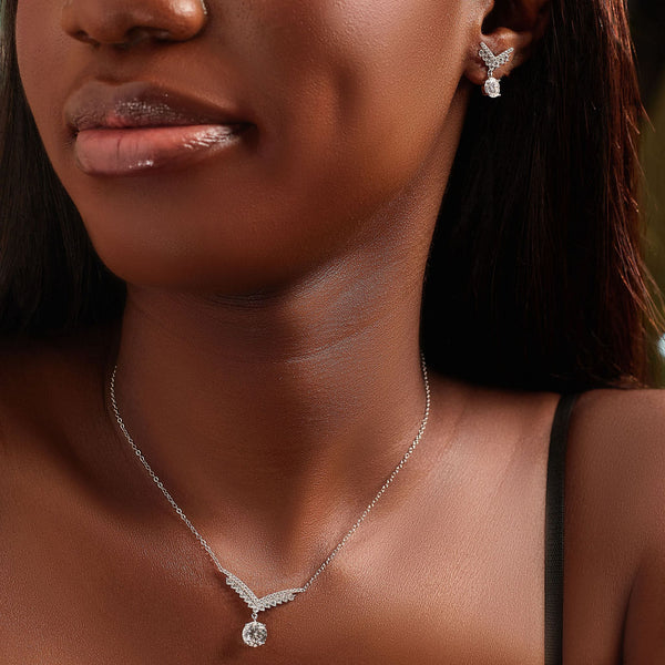 Ula Moissanite Sterling Silver Necklace and Earring Set