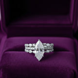 Lizzie Marquise 18Karat White Gold Moissanite Engagement Ring