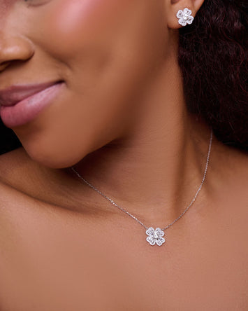 Yimi Moissanite Sterling Silver Necklace and Earring Set