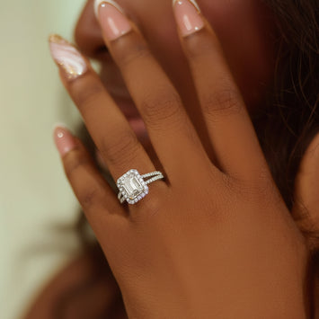 Yvonne Emerald Bold 18Karat White Gold Engagement Ring