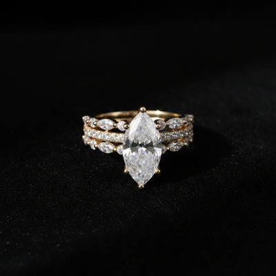 Lizzie Marquise 18Karat Yellow Gold Moissanite Engagement Ring