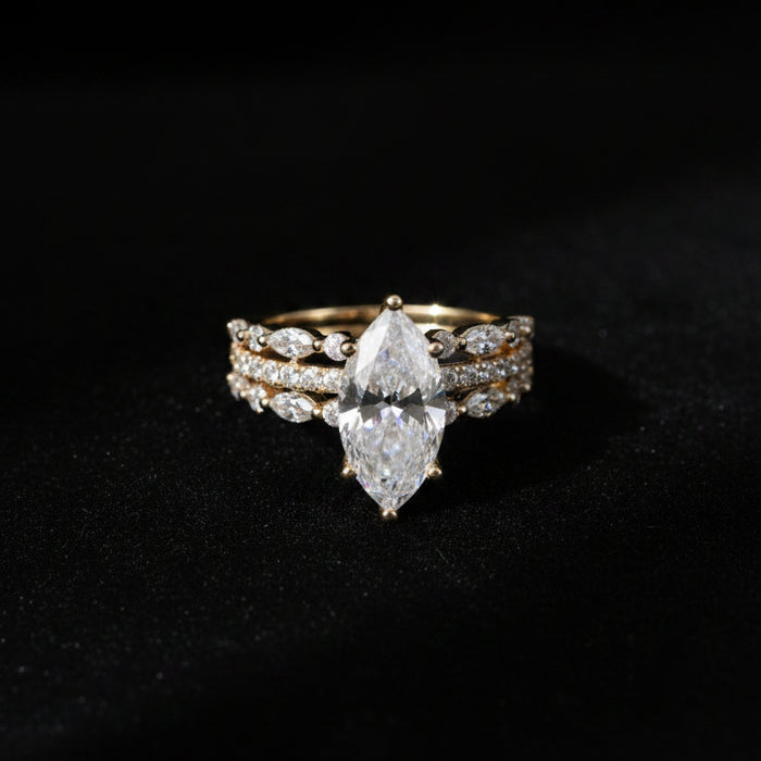 Lizzie Marquise 18Karat Yellow Gold Moissanite Engagement Ring
