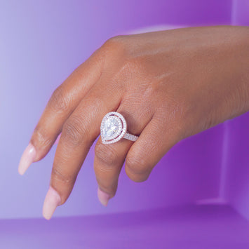 Cynthia Pear Sterling Silver Engagement Ring